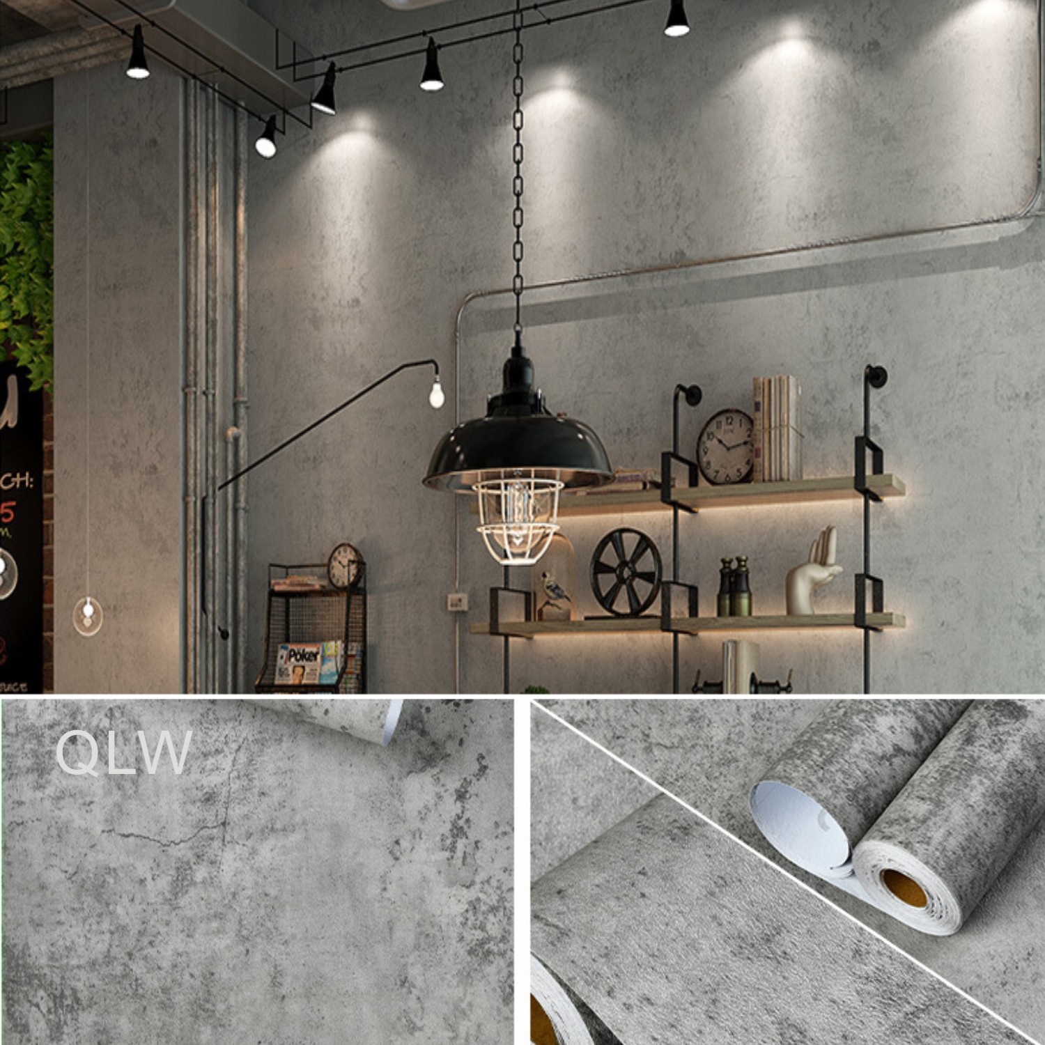 Contact Cement Glue - 6M Cement Grey PVC Wallpaper Self