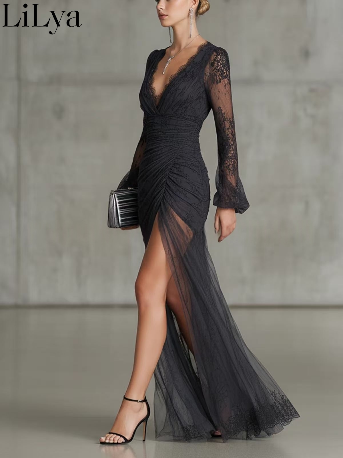 Black Lace Evening Dress Woman - Briar Cosplay Prop recension och pris