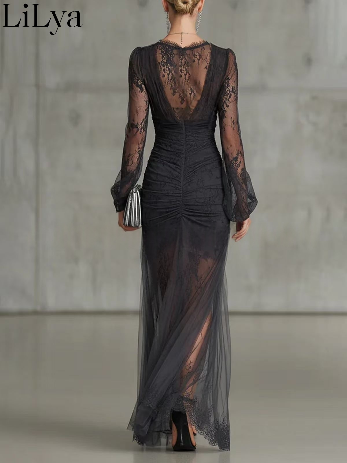 Black Lace Evening Dress Woman - Briar Cosplay Prop recension och pris